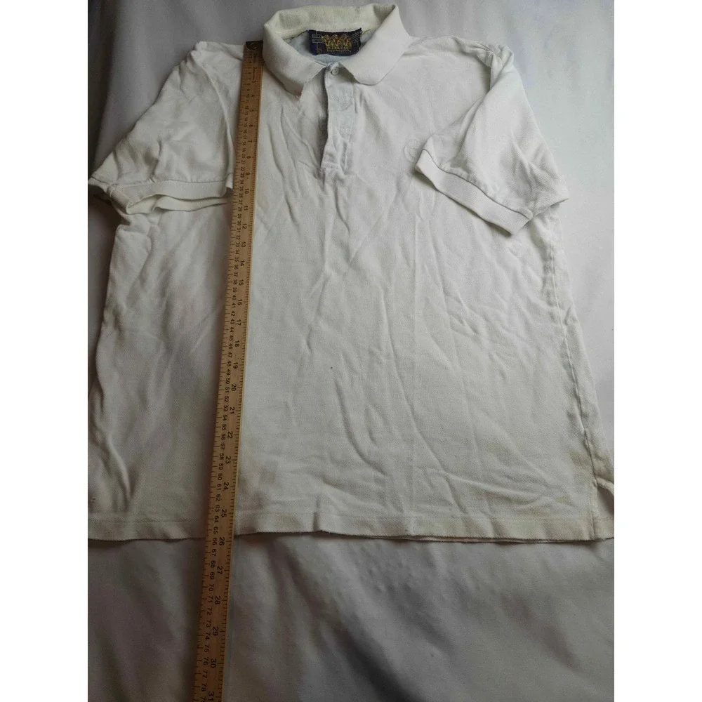 Ralph Lauren Polo Shirt Mens White Pique Classic Short Sleeve Pullover - Large